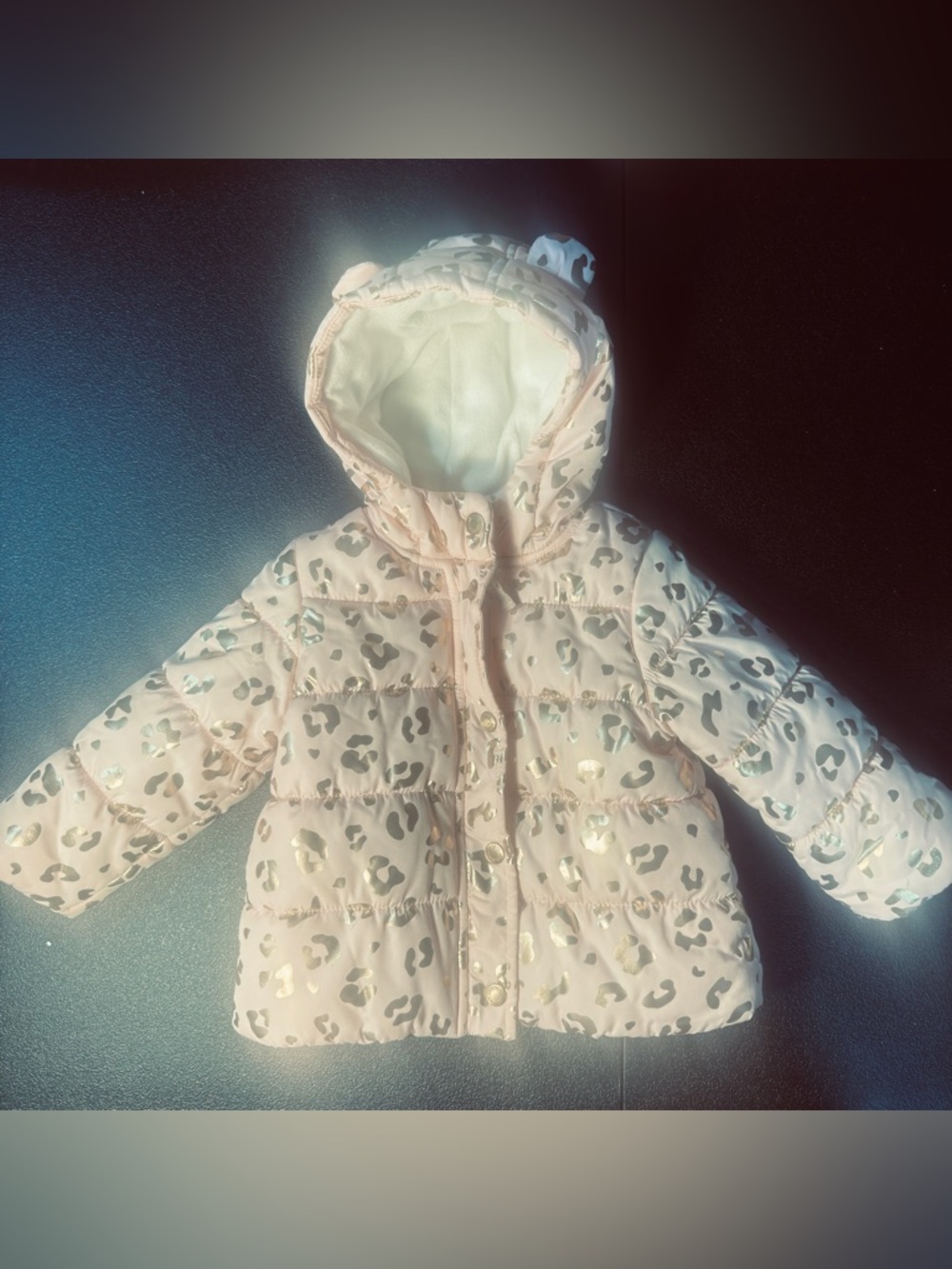Carter's Pink Hooded Puffer Jacket with Gold Accents